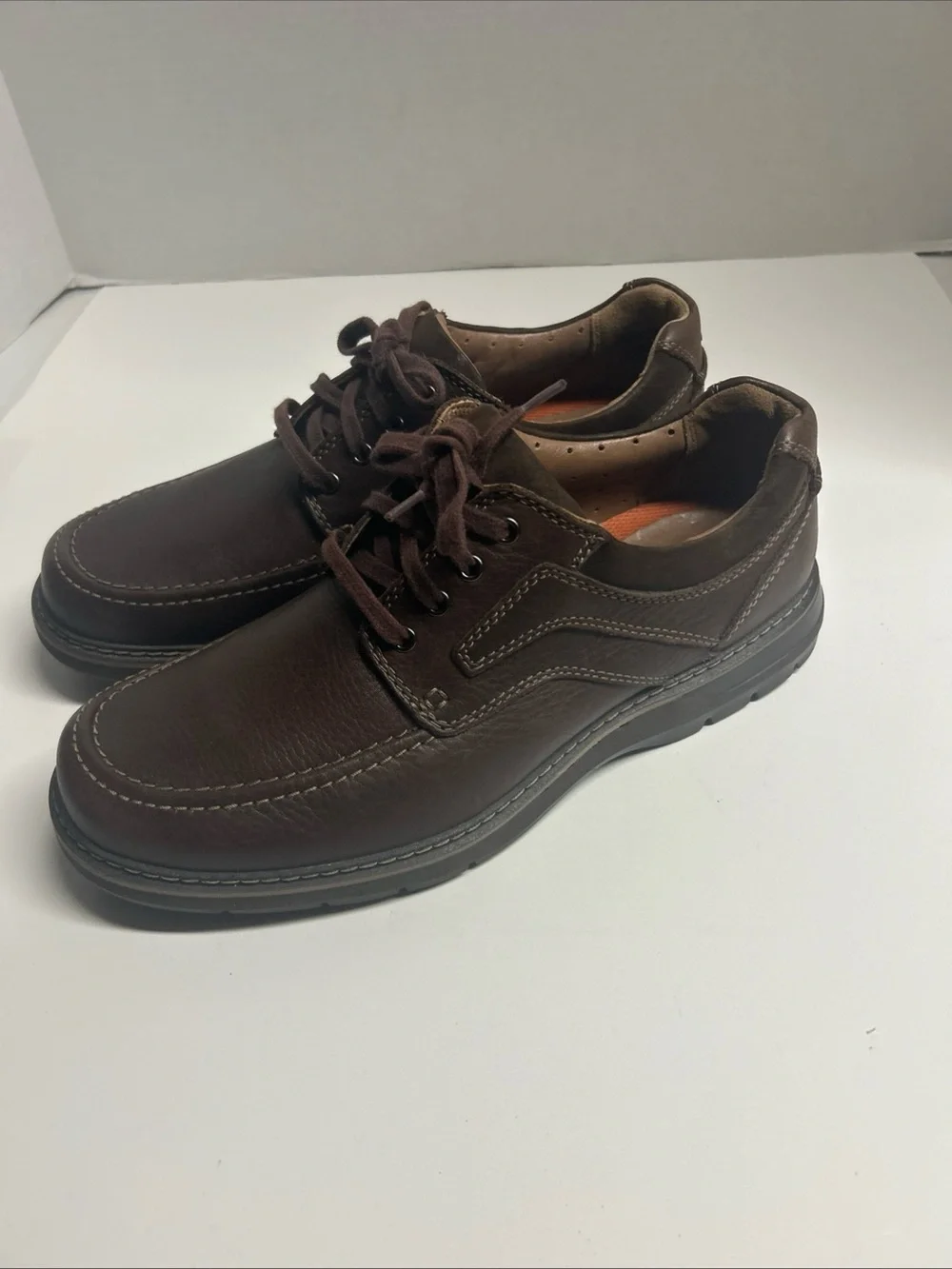 Clarks Unstructured Oxfords Shoes Mens Size 9.5 W Wide Brown Leather